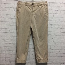 Old Navy Womens Cropped Pants Solid Khaki Tan Low Rise Stretch Flat Front 4 - $15.35