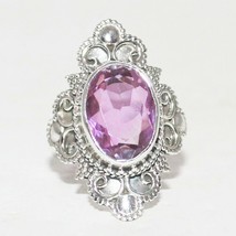 925 Sterling Silver Pink Topaz Ring Handmade Jewelry Birthstone Ring - $48.81