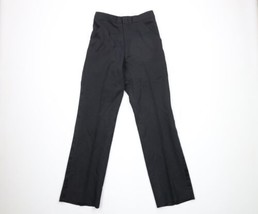 Vintage 60s Mens 28x32 Wool Blend Wide Leg Bell Bottoms Tuxedo Pants Black USA - £126.56 GBP
