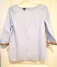 NWT Talbots Womens LG Light Blue Long Sleeve Wide Round Neck Zip Side Top - £36.49 GBP