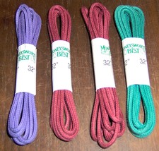 4 pairs 32&quot; Waxed Round red &amp; green DRESS LACES 4 5 eyelets Moneysworth ... - $21.43