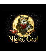 Night Owl T-shirt S Small Black Unisex NWT Humor Insomnia Wise Fun Cotton - £17.45 GBP