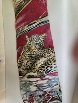 Vintage Silk Endangered Species Tie Leopards   Made in USA  T110 - £12.46 GBP