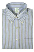 Brooks Brothers Blue/ Green Classic Fit Supima Cotton Dress Shirt 16&quot; 34&quot; 7799-2 - £38.16 GBP