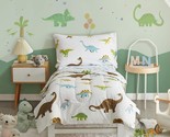 4 Pieces Toddler Bedding Set Dinosaur White Includes Comforter, Flat She... - $48.99