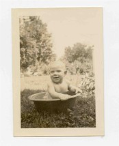 Baby in a Wash Tub Black and White Photo - £10.43 GBP