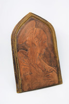 French antique  religious decoration,image of Virgin Mary (leather) signed ,icon - £51.42 GBP