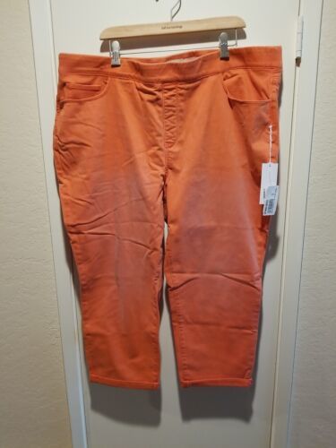 Primary image for Soft Surroundings Ultimate Denim Pull On Crop Pants Hot Coral Size 3X NWT