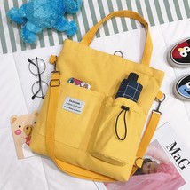 Simple Women Package Print Bear Canvas Bag Yellow - £7.08 GBP