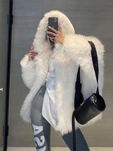 Winter Coat Women Imitation Hair Korean Version of The New Faux Coat Hooded Long - £76.17 GBP
