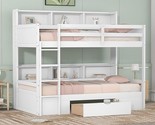 Twin Over Twin Bunk Bed With Storage Drawer, Solid Wood Bunk Bed With Bu... - £720.13 GBP
