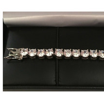 7Ct Round Cut Simulated Gemstone Tennis Bracelet 14K White Gold Plated 7.25 Inch - £97.10 GBP