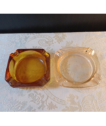Set of 2 Vintage Gold Amber Glass Ashtrays Mid Century Modern Retro - €5,54 EUR