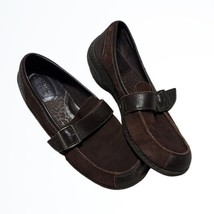 Born BOC Brown Suede and Leather Loafers w Buckle Size 7.5 - £29.54 GBP