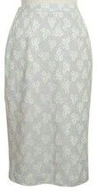 ST. JOHN Silver Shimmer Pailletes Leaf Print Pencil Wool Blend Knit Skirt 6 - £157.26 GBP