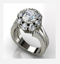 Silver Flower Rhinestone Ring Size 5 6 7 8 9 10 - $34.99
