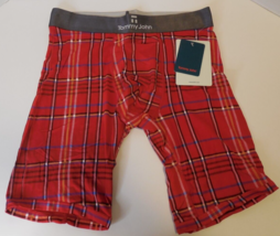 Tommy John Men&#39;s Medium Second Skin Boxer Briefs Underwear Red Plaid New - $29.65