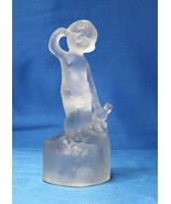 Frosted Glass Figurine Sleepy Little Boy in Diaper Holding Bunny Soccer ... - £7.33 GBP