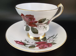 Vintage Royal London English Bone China Tea Cup Saucer Red Roses - £18.58 GBP