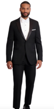 Fabian Couture Black 1-Button Notch Slim Fit Tuxedo Jacket and 6&quot; Drop P... - £175.87 GBP