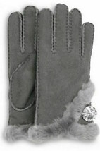 UGG Gloves Swarovski Crystal Bailey Bling Sheep Shearling Grey or Black ... - $164.49