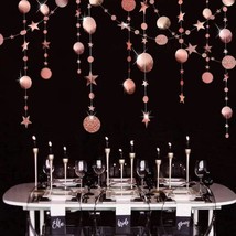 Rose Gold Circle Dot Garland Streamerstwinkle Star Party Decoration Glitter Pape - £20.41 GBP