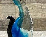 Murano Hand Blown Art Glass Clear/Blue/Black Cat Figurine 7-3/4” - Vintage! - $29.02