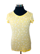 Wound Up Shirt Juniors Size Large 11-13 Yellow White/Green Daisies Cotton Blend - £9.59 GBP