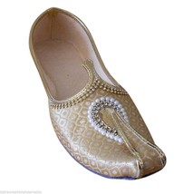 Men Shoes Indian Handmade Mojaries Wedding Groom Loafers Cream Jutti US 7-12 - £43.24 GBP
