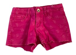 Vintage y2k Jordache Girls 7 Pink Rose Floral Shorts Raw Hem Cutoff Boot... - £9.86 GBP