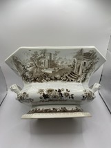 Antique circa 1800`s transferware compote bowl vase , French Scenery - $249.00