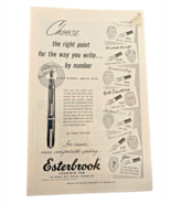 Esterbrook Fountain Pen Ad Advertisement 50s 1955 Art Black White Artwork - €12,65 EUR