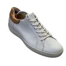 ECCO Men’s Shoes White Leather Sneakers Laced Slip Resistant Soles Size 10 - £39.43 GBP