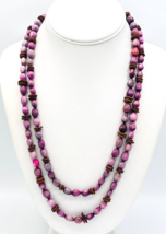 Vintage Single Strand Dyed Purple Pink Job&#39;s Tears Necklace 48 in - $17.82
