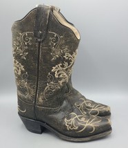 OLD WEST Girl&#39;s Tooled Embroidery Snip Toe Western Boot Size 1.0-D (CF8222) Kids - £19.44 GBP