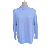 MOTH by ANTHROPOLOGIE Sky blue mock neck 98% wool Sweater Size Large L nwt - £42.84 GBP
