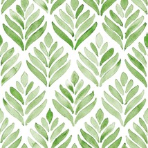 Haokhome 96031-1 Boho Peel And Stick Wallpaper Floral Tulip Leaves Green... - $26.98