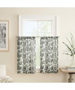 WAVERLY Charmed Life Toile TIER CURTAIN SET Kitchen Floral Onyx Black 52X36 - £19.41 GBP