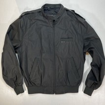 Members Only Jacket Mens 40 Vintage 80s Black Cafe Racer Bomber Coat Med... - $34.18
