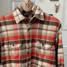Timberland Orange Brown Plaid Button Up Heavyweight M - $27.00