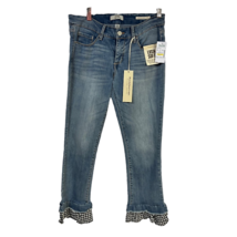 Vintage America Blues Womens Wonderland Capri Jeans Plaid Ruffle Hem Zip 6 New - £30.29 GBP