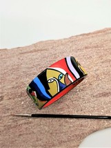 Painted wooden resin bangle bracelet inspired by Picasso Famous Art Jewelry - £50.60 GBP