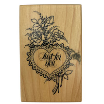 Valentine PSX Just For You Heart Doily Roses Rubber Stamp F-668 Vintage 1990 New - $6.87