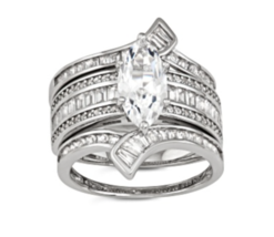 Lab Created Marquise Cut White Sapphire Sterling Silver Bridal Set Size 6 7 8 9 - £353.97 GBP