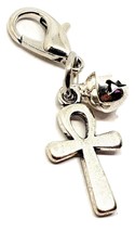 Metal Ankh Charm For Pet Collar Familiar Purse Bracelet Clip Silver Bell... - £3.25 GBP