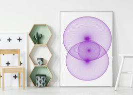 Abstract Purple Geometric Circle Print Wall Decor Art Unique Digital Dow... - $5.55