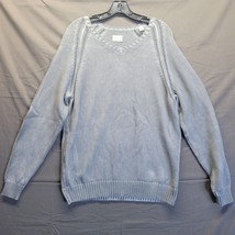 Tommy Bahama Sweater Ribbed Knit V Neck Long Sleeve Pullover Size LG Gra... - £15.85 GBP