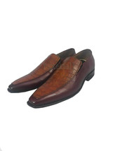 Handmade Men&#39;s Leather BROWN Crocodile  Loafers and Slip Ons Stylish Shoes-397 - £190.59 GBP