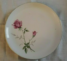 Tea Rose by EDWIN KNOWLES Vintage Earthenware Dinner Plate MCM 1950s - $9.89