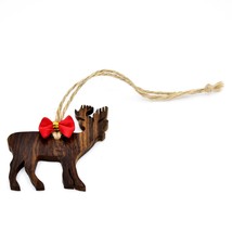 Hand Carved Ironwood Wood Folk Art Deer Silhouette Christmas Ornament - £12.65 GBP